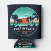 Puerto Plata Dominican Retro Sunset Souvenir 60er Dosenkühler (Rückseite)