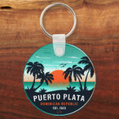 Puerto Plata Dominican Retro Sunset Souvenir 60er Schlüsselanhänger (Rückseite)