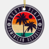 Puerto Plata Dominikanische Republik Retro Palmen Keramik Ornament (Vorne)