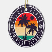 Puerto Plata Dominikanische Republik Retro Palmen Keramik Ornament (Links)