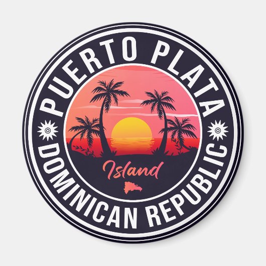 Puerto Plata Dominikanische Republik Retro Sunset  Magnet (Vorne)