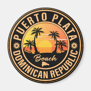 Puerto Plata Dominikanische Republik Retro Sunset  Magnet