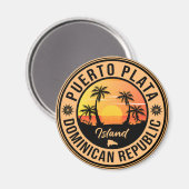 Puerto Plata Dominikanische Republik Retro Sunset Magnet (Vorderseite/Rückseite)