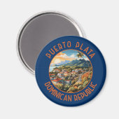 Puerto Plata Dominikanische Republik Sunset Retro Magnet (Vorderseite/Rückseite)