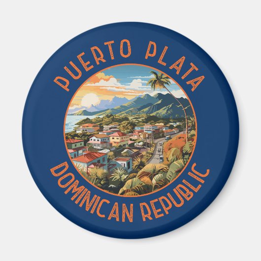 Puerto Plata Dominikanische Republik Sunset Retro Magnet (Vorne)