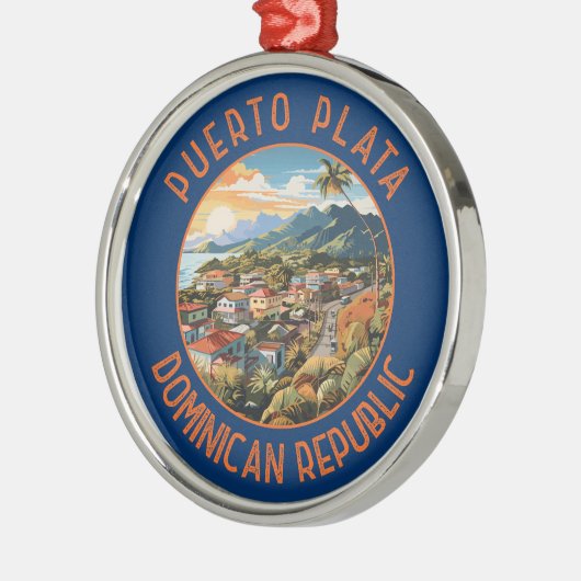 Puerto Plata Dominikanische Republik Sunset Retro Ornament Aus Metall (Links)