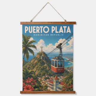 Puerto Plata Dominikanische Republik Vintage-Reise Wandteppich Mit Holzrahmen