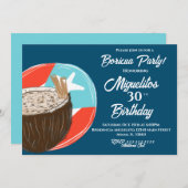 Puerto Rican Boricua Hispanic Latin Fiesta Coconut Einladung (Vorne/Hinten)