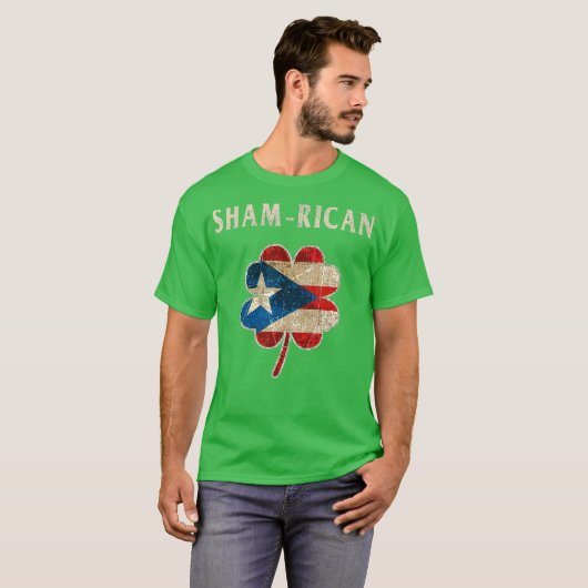Puerto Rican Boricua Irish Kleeblatt Flag St Day T-Shirt (Vorne ganz)