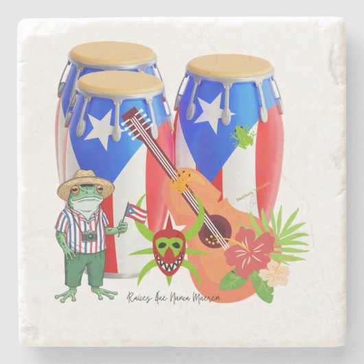 Puerto Rican Cultural Home Decor - Stone Coaster Steinuntersetzer (Vorderseite)