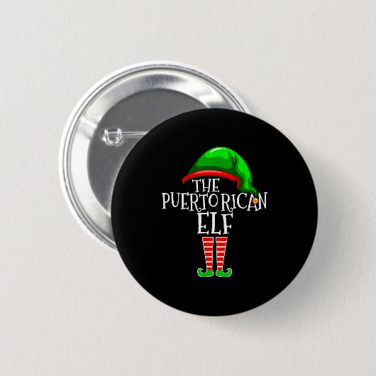 Puerto Rican Elf Family Matching Group Christmas G Button (Vorne & Hinten)
