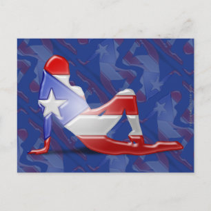 Puerto Rican Girl Silhouette Flag Postkarte