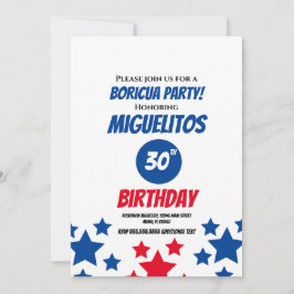 Puerto Rican Hispanic Latin Birthday Party Blue Einladung