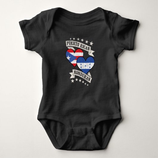 Puerto Rican Honduran Herzflags Puerto Rico Hond Baby Strampler (Vorderseite)