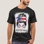 Puerto Rican Life Messy Bun Hair Puerto Rico Flag T-Shirt (Vorderseite)