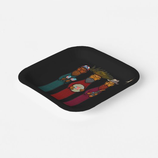 Puerto Rican Three Wise Men – Parranda Pappteller (Gewinkelt)