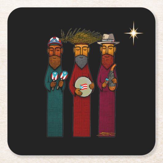 Puerto Rican Three Wise Men – Parranda Rechteckiger Pappuntersetzer (Vorderseite)