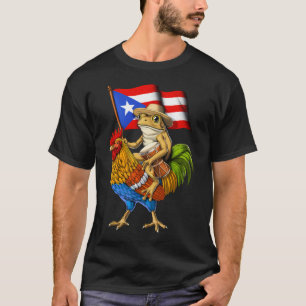 Puerto-ricanischer Coqui-Frosch reitet Hahn T-Shirt