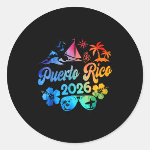 Puerto Rico 2026 Urlaub Strand Tie Dye Reise Somme Runder Aufkleber