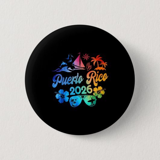 Puerto Rico 2026 Vacation Beach Tie Dye Trip Summe Button (Vorderseite)