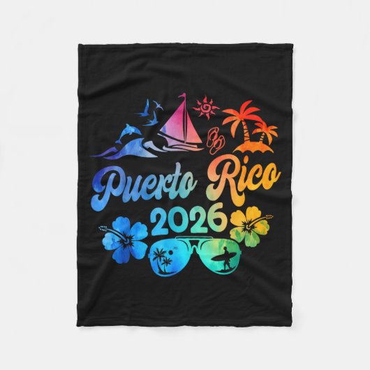 Puerto Rico 2026 Vacation Beach Tie Dye Trip Summe Fleecedecke (Vorderseite)