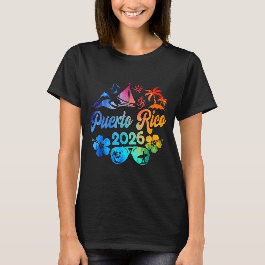 Puerto Rico 2026 Vacation Beach Tie Dye Trip Summe T-Shirt (Vorderseite)