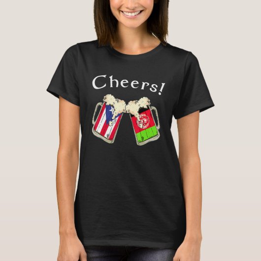Puerto Rico Afghanistan Flag Cheers Beer Grown Pat T-Shirt (Vorderseite)