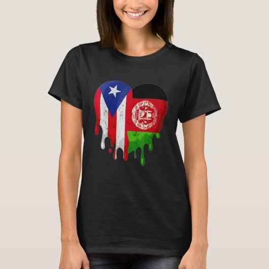 Puerto Rico Afghanistan Flag Heart Grown Patriot C T-Shirt (Vorderseite)