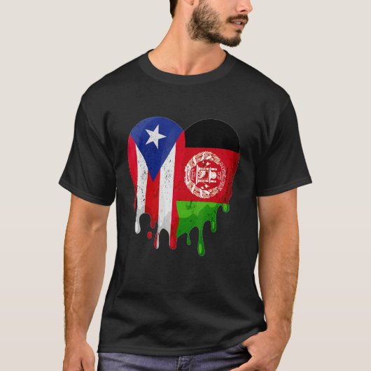 Puerto Rico Afghanistan Flag Heart Grown Patriot C T-Shirt (Vorderseite)