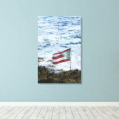 Puerto Rico, Alte San Juan, Flagge von Puerto-Reis Leinwanddruck (Insitu (Holzboden))