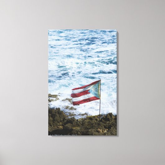Puerto Rico, Alte San Juan, Flagge von Puerto-Reis Leinwanddruck (Vorderseite)