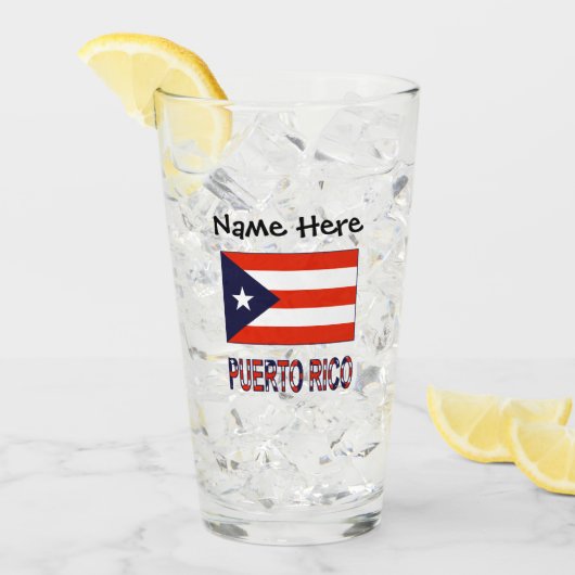 Puerto Rico and Puerto Rican Flag with Your Name Glas (Vorderseite Ice)