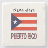 Puerto Rico and Puerto Rican Flag with Your Name Steinuntersetzer (Vorderseite)