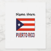 Puerto Rico and Puerto Rican Flag with Your Name Weinetikett (Einzelnes Label)