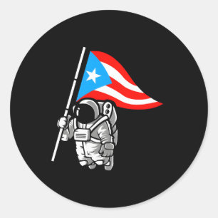 Puerto-Rico-Astronaut-Boricua-Flagge Runder Aufkleber