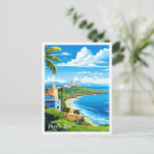 Puerto Rico Beach Art Collection Postkarte (Stehend Vorderseite)