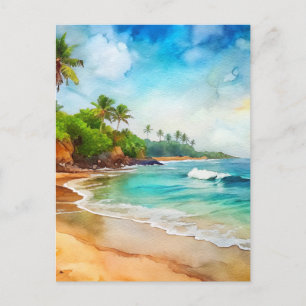 Puerto Rico Beach Watercolor Postkarte