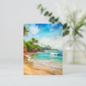 Puerto Rico Beach Watercolor Postkarte (Stehend Vorderseite)