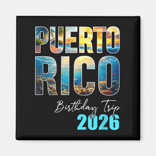 Puerto Rico Birthday Trip 2026 Vacation Party Crew Magnet (Vorne)
