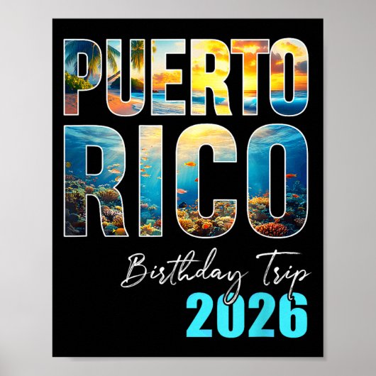 Puerto Rico Birthday Trip 2026 Vacation Party Crew Poster (Vorne)