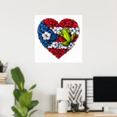 Puerto Rico Bloral Heart Poster (Heimbüro)