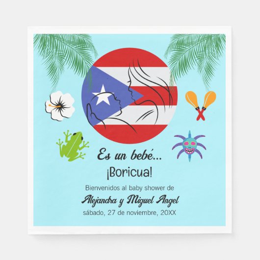 Puerto Rico Boricua Babydusche Serviette (Vorderseite)