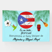 Puerto Rico Boricua Blue Boy Baby Dusche Banner (Horizontal)