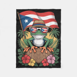 Puerto Rico Boricua Coqui Frosch Taino Sonne Puert Fleecedecke
