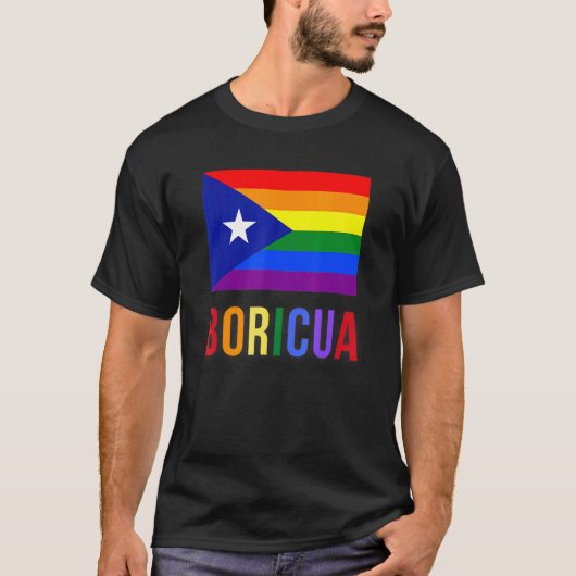 Puerto Rico Boricua Gay Pride Lgbt Rainbow Wepa T-Shirt (Vorderseite)