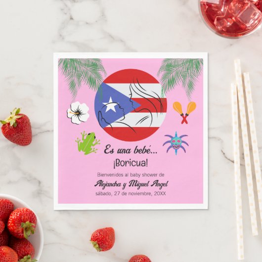 Puerto Rico Boricua Girl Pink Baby Dusche Serviette (Beispiel)