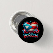 Puerto Rico Boricua Liebe Herzenflagge Button (Vorne & Hinten)