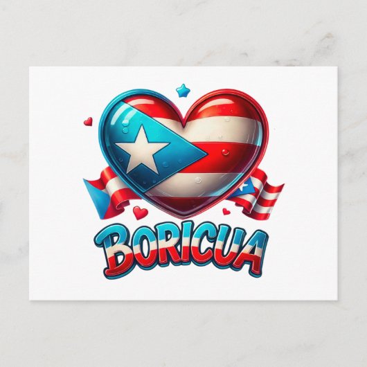 Puerto Rico Boricua Liebe Herzenflagge Postkarte (Vorderseite)