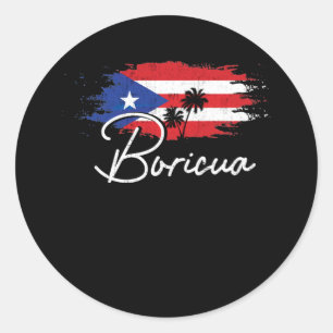 Puerto Rico Boricua puerto-ricanische Flagge Stolz Runder Aufkleber