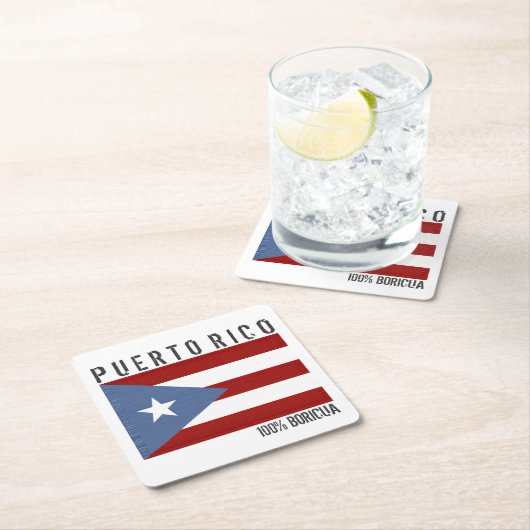 Puerto Rico Boricua Rechteckiger Pappuntersetzer (Vor Ort)